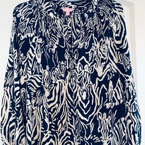 SOLD Lilly Pulitzer Elsa Navy Zebra Shirt Blouse
